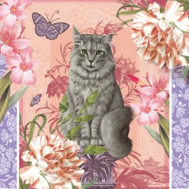 Gatto e Fiori-cm30X30