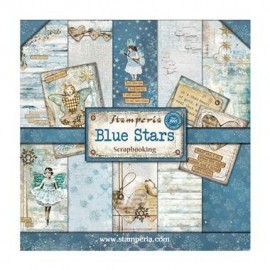 BLOCCO CARTE SCRAP 20.3X20.3 BLUE STARS